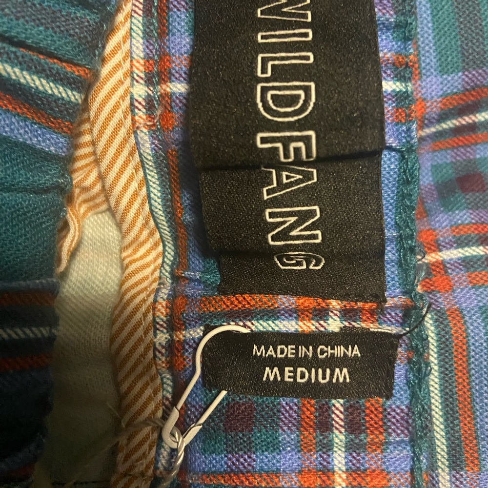 Wildfang Teal and Orange Plaid pants